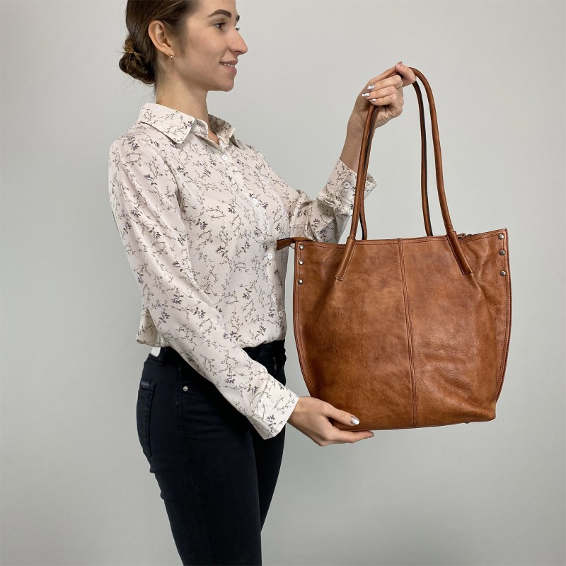 Женская кожаная сумка Biu Adler светло-коричневая - 3 фото