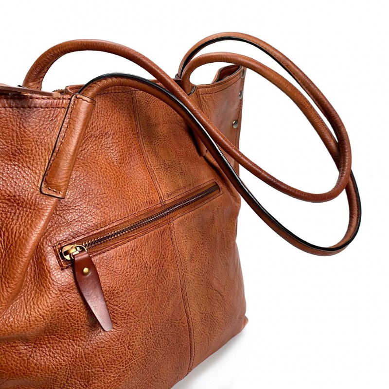 Женская кожаная сумка Biu Adler светло-коричневая - 5 фото