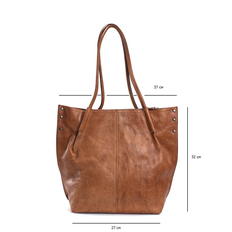 Женская кожаная сумка Biu Adler светло-коричневая - 6 фото