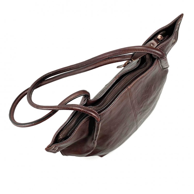 Жіноча шкіряна сумка Biu Adler темно-коричнева - 4 фото